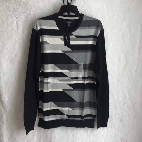 Alfani Mens Sweater Black Size Small Pullover Crew Geometric Pattern $75 - Picture 8 of 14